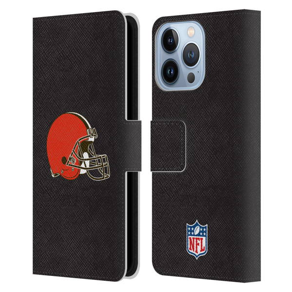 NFL Cleveland Browns Logo Plain Leather Book Wallet Case Cover For Apple iPhone 13 Pro