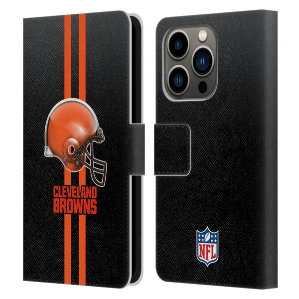 NFL Cleveland Browns Logo Helmet Leather Book Wallet Case Cover For Apple iPhone 14 Pro