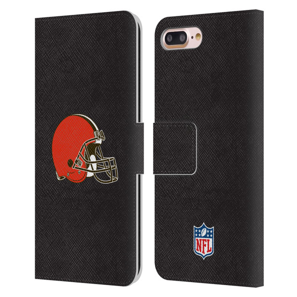 NFL Cleveland Browns Logo Plain Leather Book Wallet Case Cover For Apple iPhone 7 Plus / iPhone 8 Plus