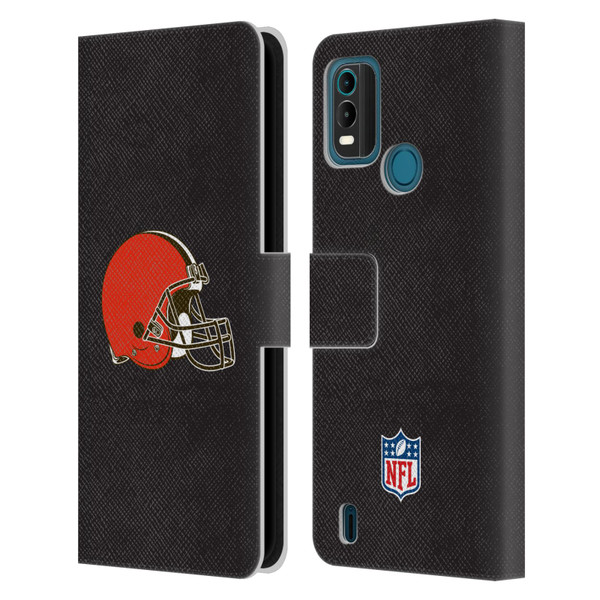 NFL Cleveland Browns Logo Plain Leather Book Wallet Case Cover For Nokia G11 Plus