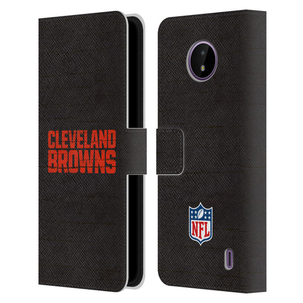 NFL Cleveland Browns Logo Distressed Look Leather Book Wallet Case Cover For Nokia C10 / C20