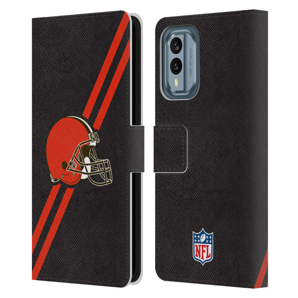 NFL Cleveland Browns Logo Stripes Leather Book Wallet Case Cover For Nokia X30