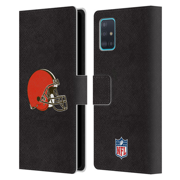 NFL Cleveland Browns Logo Plain Leather Book Wallet Case Cover For Samsung Galaxy A51 (2019)