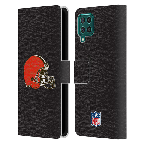 NFL Cleveland Browns Logo Plain Leather Book Wallet Case Cover For Samsung Galaxy F62 (2021)