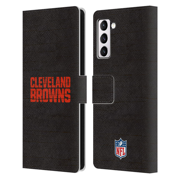 NFL Cleveland Browns Logo Distressed Look Leather Book Wallet Case Cover For Samsung Galaxy S21+ 5G