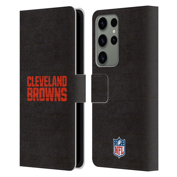 NFL Cleveland Browns Logo Distressed Look Leather Book Wallet Case Cover For Samsung Galaxy S23 Ultra 5G
