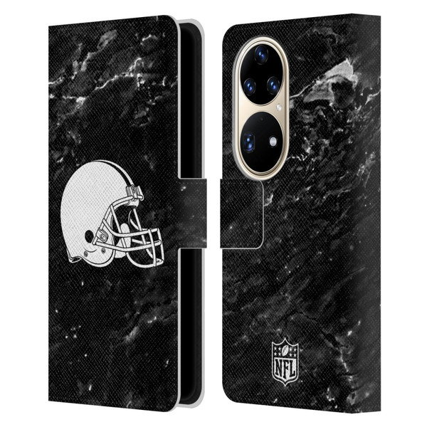 NFL Cleveland Browns Artwork Marble Leather Book Wallet Case Cover For Huawei P50 Pro