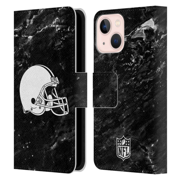 NFL Cleveland Browns Artwork Marble Leather Book Wallet Case Cover For Apple iPhone 13 Mini