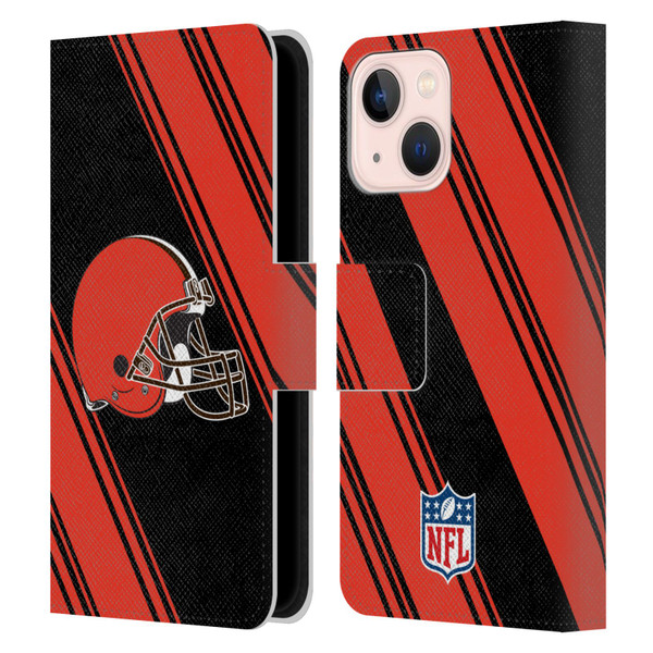 NFL Cleveland Browns Artwork Stripes Leather Book Wallet Case Cover For Apple iPhone 13 Mini
