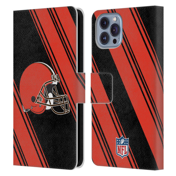 NFL Cleveland Browns Artwork Stripes Leather Book Wallet Case Cover For Apple iPhone 14
