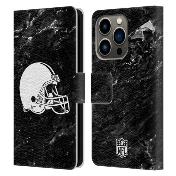 NFL Cleveland Browns Artwork Marble Leather Book Wallet Case Cover For Apple iPhone 14 Pro
