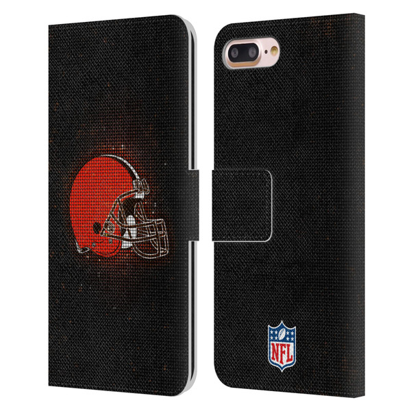 NFL Cleveland Browns Artwork LED Leather Book Wallet Case Cover For Apple iPhone 7 Plus / iPhone 8 Plus