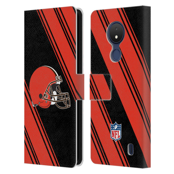 NFL Cleveland Browns Artwork Stripes Leather Book Wallet Case Cover For Nokia C21