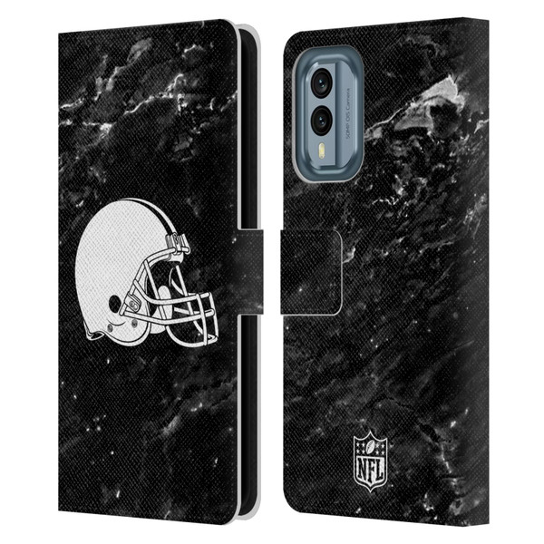 NFL Cleveland Browns Artwork Marble Leather Book Wallet Case Cover For Nokia X30