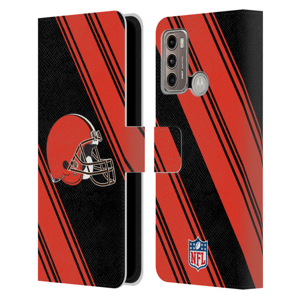 NFL Cleveland Browns Artwork Stripes Leather Book Wallet Case Cover For Motorola Moto G60 / Moto G40 Fusion