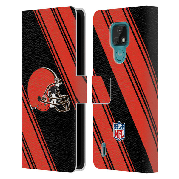 NFL Cleveland Browns Artwork Stripes Leather Book Wallet Case Cover For Motorola Moto E7