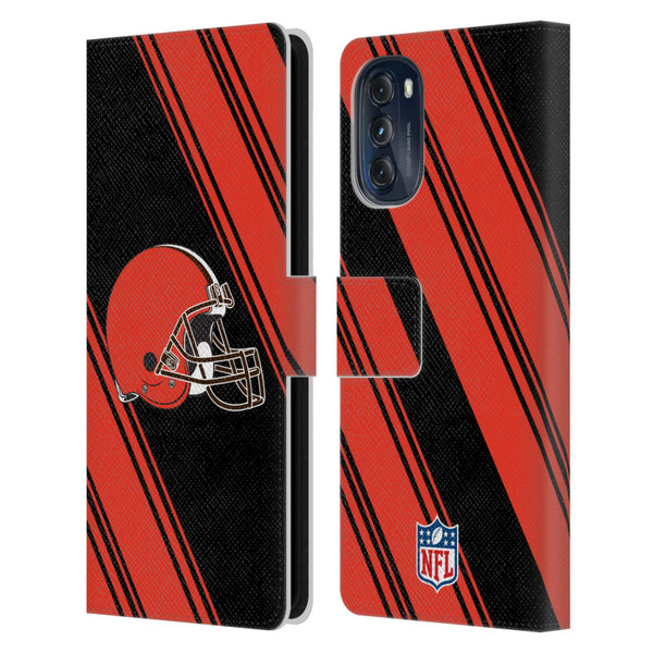 NFL Cleveland Browns Artwork Stripes Leather Book Wallet Case Cover For Motorola Moto G (2022)