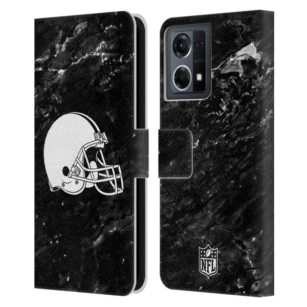 NFL Cleveland Browns Artwork Marble Leather Book Wallet Case Cover For OPPO Reno8 4G