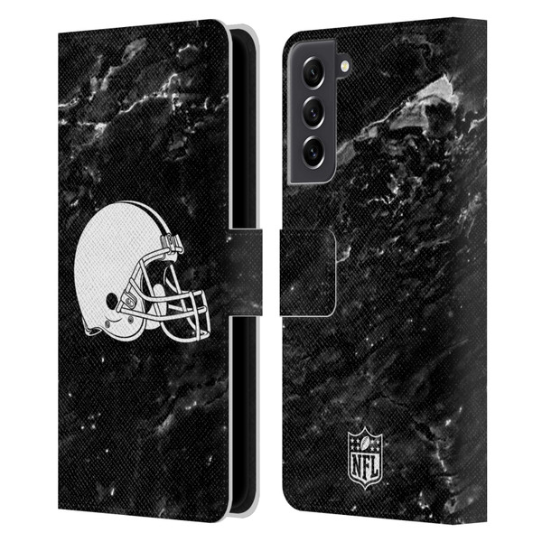 NFL Cleveland Browns Artwork Marble Leather Book Wallet Case Cover For Samsung Galaxy S21 FE 5G