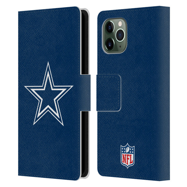 NFL Dallas Cowboys Logo Plain Leather Book Wallet Case Cover For Apple iPhone 11 Pro