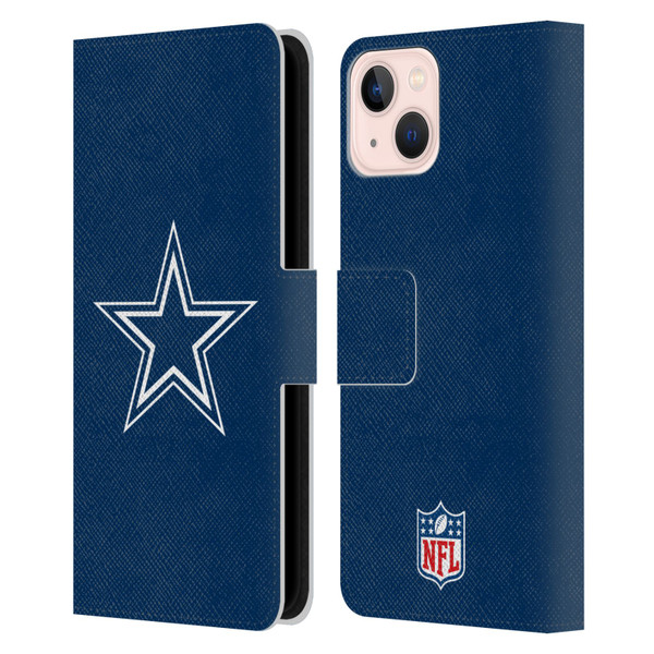 NFL Dallas Cowboys Logo Plain Leather Book Wallet Case Cover For Apple iPhone 13