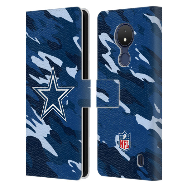 NFL Dallas Cowboys Logo Camou Leather Book Wallet Case Cover For Nokia C21