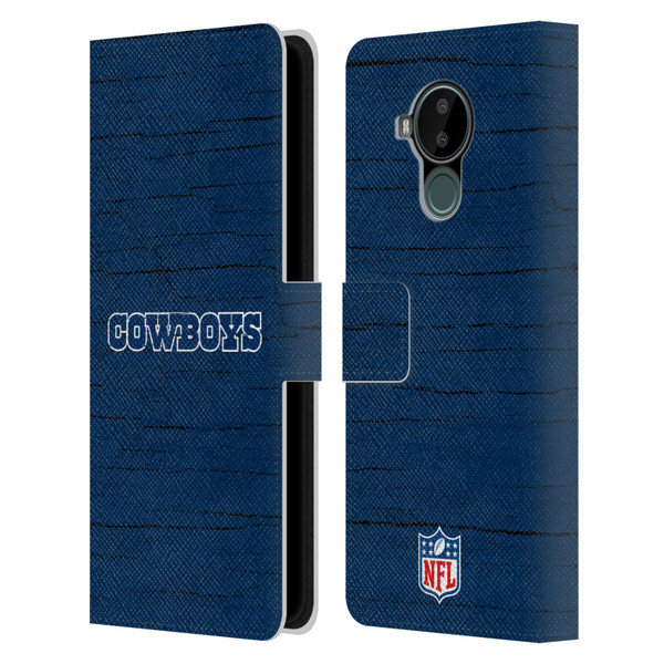 NFL Dallas Cowboys Logo Distressed Look Leather Book Wallet Case Cover For Nokia C30