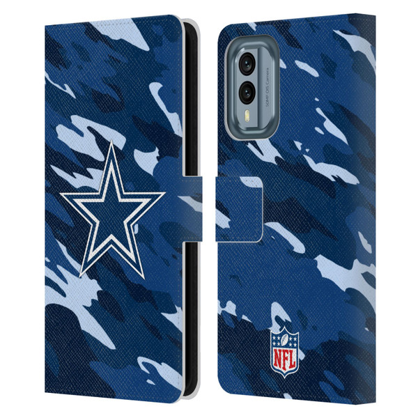 NFL Dallas Cowboys Logo Camou Leather Book Wallet Case Cover For Nokia X30