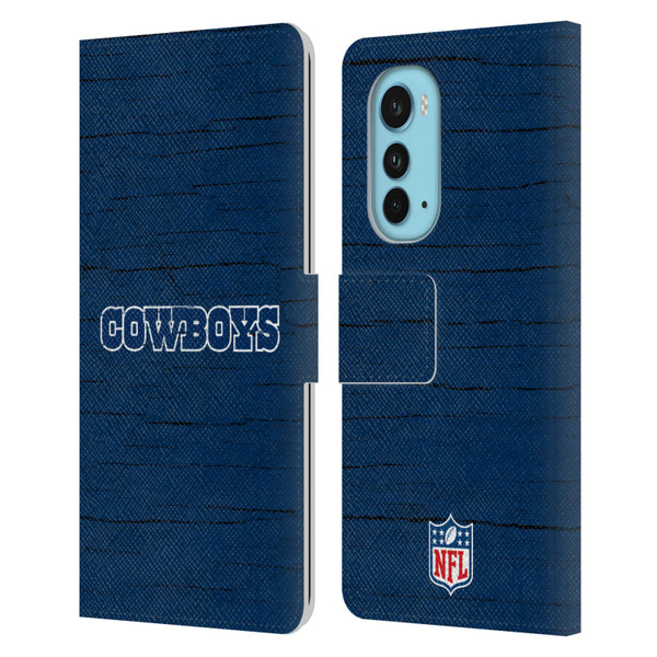 NFL Dallas Cowboys Logo Distressed Look Leather Book Wallet Case Cover For Motorola Edge (2022)