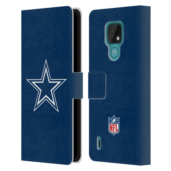 NFL Dallas Cowboys Logo Plain Leather Book Wallet Case Cover For Motorola Moto E7