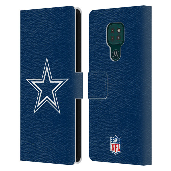 NFL Dallas Cowboys Logo Plain Leather Book Wallet Case Cover For Motorola Moto G9 Play