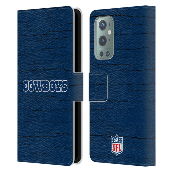 NFL Dallas Cowboys Logo Distressed Look Leather Book Wallet Case Cover For OnePlus 9