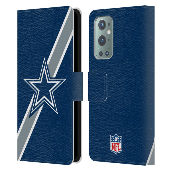 NFL Dallas Cowboys Logo Stripes Leather Book Wallet Case Cover For OnePlus 9