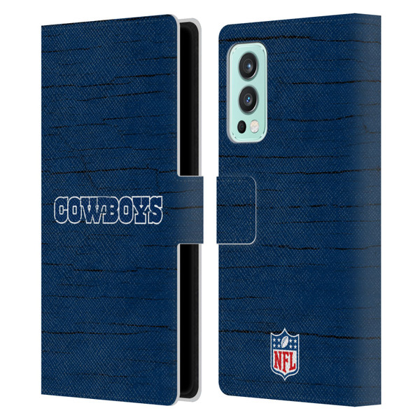 NFL Dallas Cowboys Logo Distressed Look Leather Book Wallet Case Cover For OnePlus Nord 2 5G