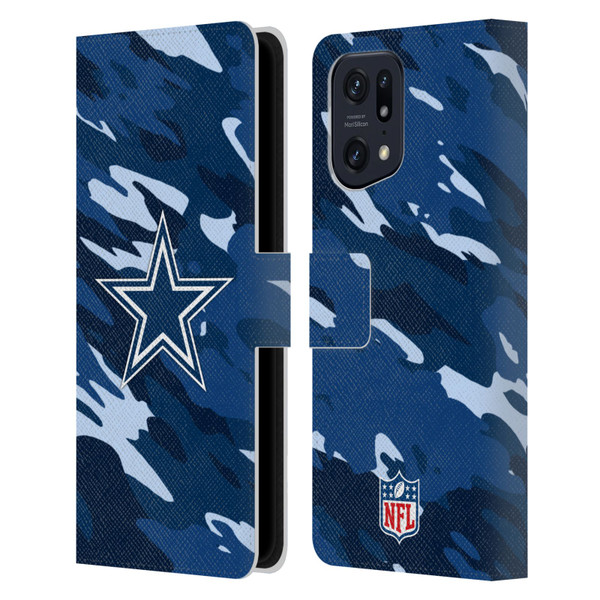 NFL Dallas Cowboys Logo Camou Leather Book Wallet Case Cover For OPPO Find X5