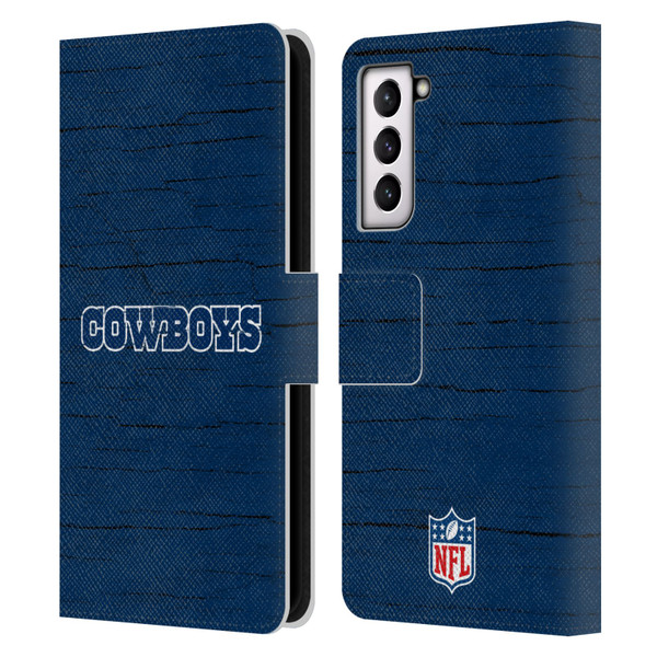 NFL Dallas Cowboys Logo Distressed Look Leather Book Wallet Case Cover For Samsung Galaxy S21 5G