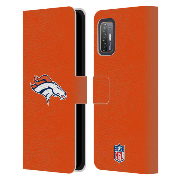 NFL Denver Broncos Logo Plain Leather Book Wallet Case Cover For HTC Desire 21 Pro 5G