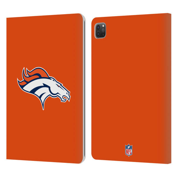 NFL Denver Broncos Logo Plain Leather Book Wallet Case Cover For Apple iPad Pro 11 2020 / 2021 / 2022