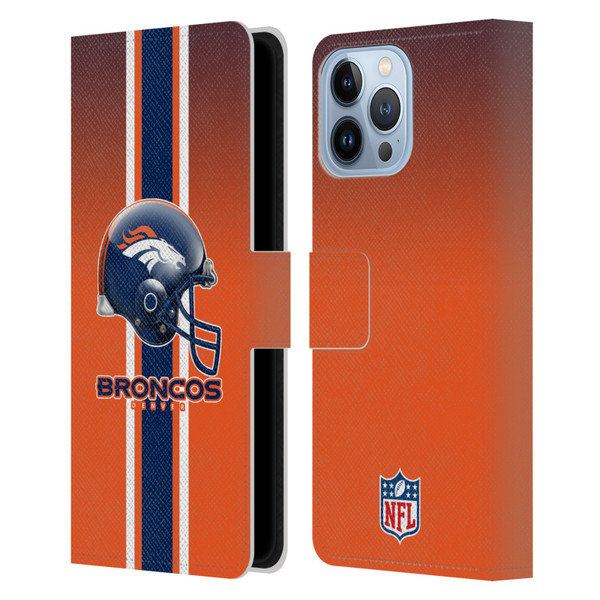 NFL Denver Broncos Logo Helmet Leather Book Wallet Case Cover For Apple iPhone 13 Pro Max