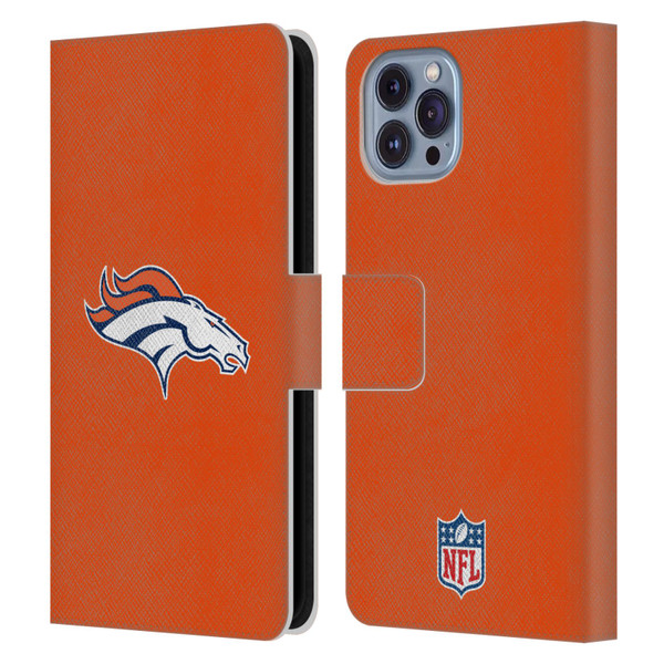 NFL Denver Broncos Logo Plain Leather Book Wallet Case Cover For Apple iPhone 14