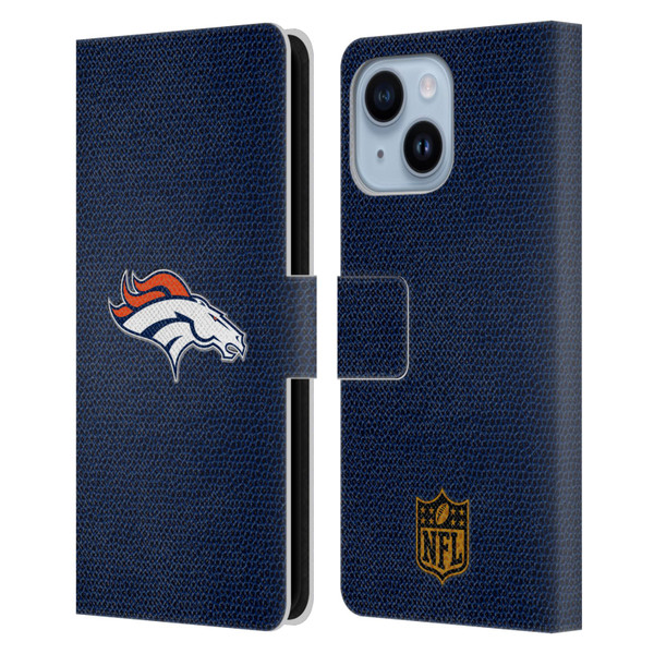 NFL Denver Broncos Logo Football Leather Book Wallet Case Cover For Apple iPhone 14 Plus