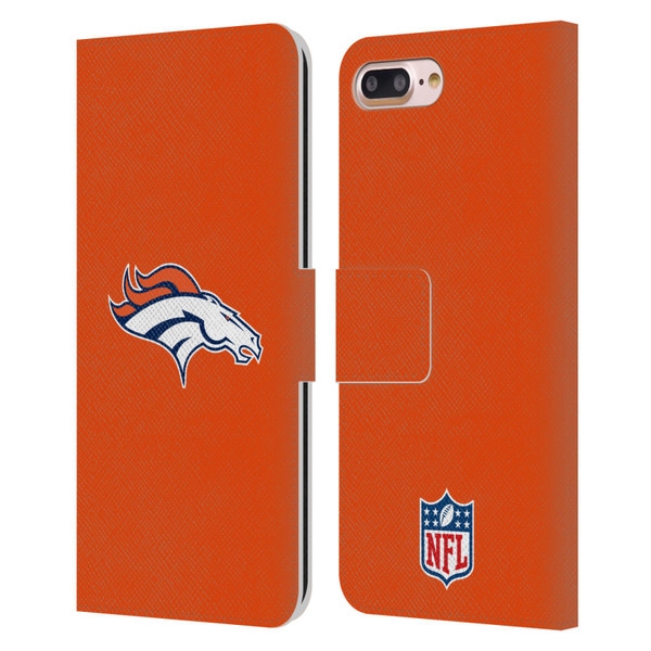 NFL Denver Broncos Logo Plain Leather Book Wallet Case Cover For Apple iPhone 7 Plus / iPhone 8 Plus