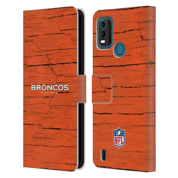 NFL Denver Broncos Logo Distressed Look Leather Book Wallet Case Cover For Nokia G11 Plus