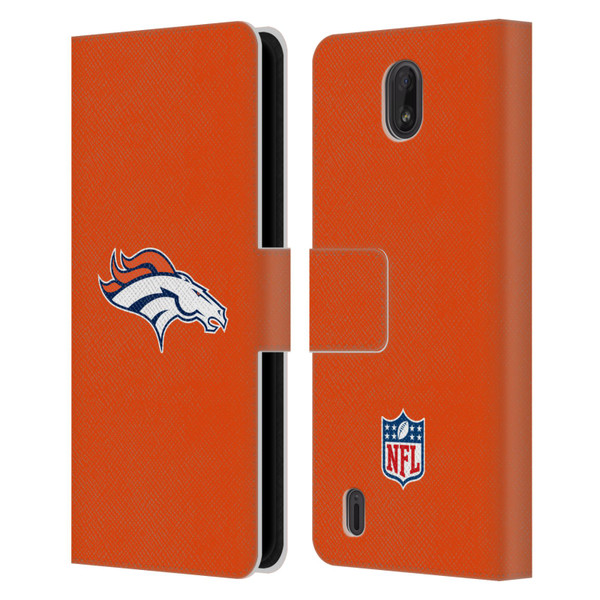 NFL Denver Broncos Logo Plain Leather Book Wallet Case Cover For Nokia C01 Plus/C1 2nd Edition