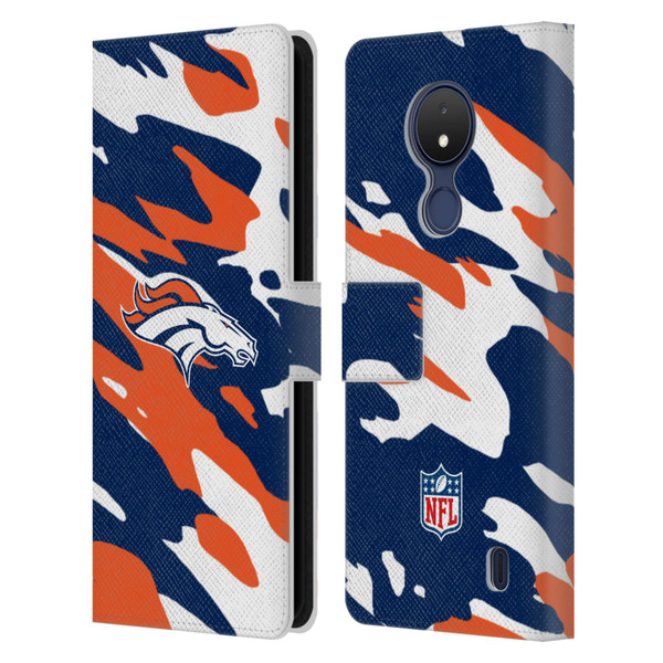 NFL Denver Broncos Logo Camou Leather Book Wallet Case Cover For Nokia C21