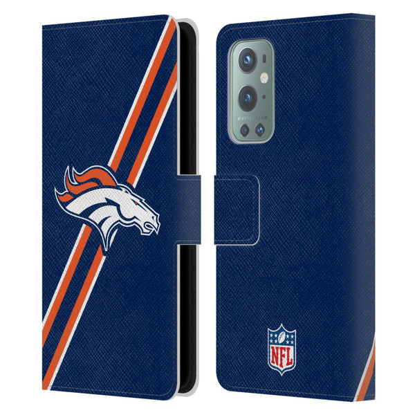 NFL Denver Broncos Logo Stripes Leather Book Wallet Case Cover For OnePlus 9