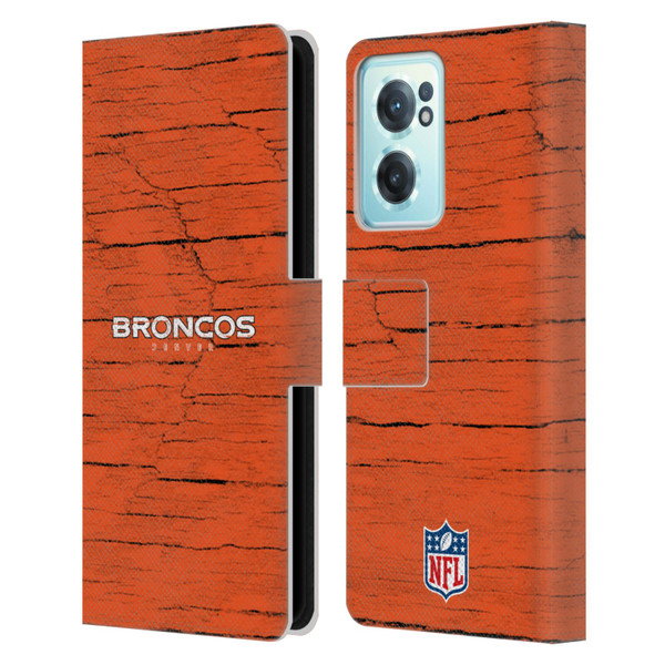NFL Denver Broncos Logo Distressed Look Leather Book Wallet Case Cover For OnePlus Nord CE 2 5G