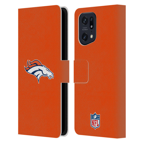 NFL Denver Broncos Logo Plain Leather Book Wallet Case Cover For OPPO Find X5