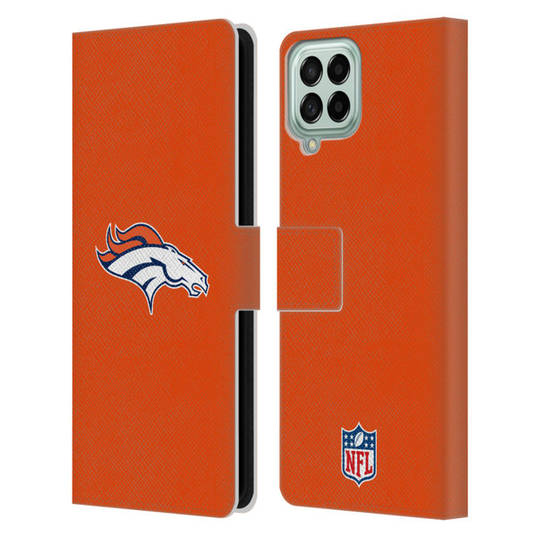 NFL Denver Broncos Logo Plain Leather Book Wallet Case Cover For Samsung Galaxy M33 (2022)