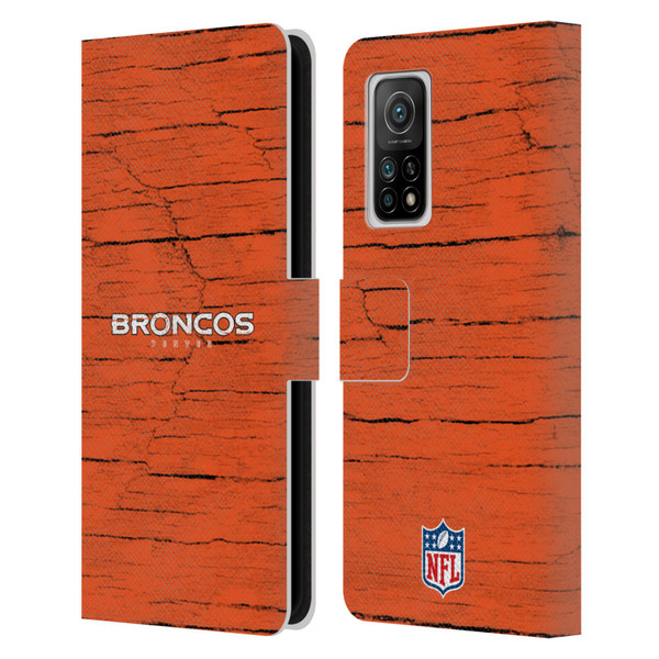 NFL Denver Broncos Logo Distressed Look Leather Book Wallet Case Cover For Xiaomi Mi 10T 5G